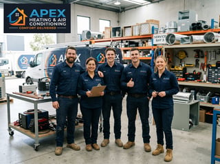 HVAC Staff Posing with Logo
