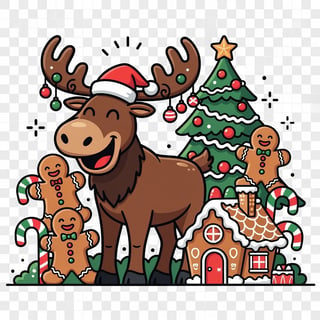 Happy Christmas Moose Cartoon