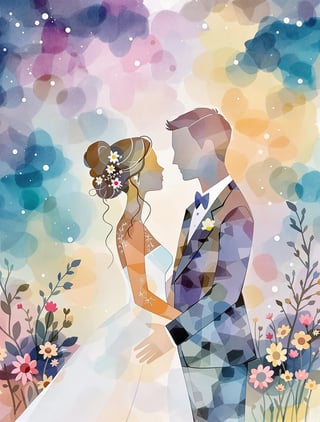 Watercolor Wedding Greeting Card