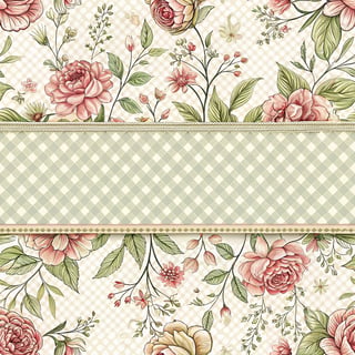 Seamless Gingham Floral Pattern