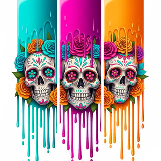 Vibrant Sugar Skulls with Floral Decor