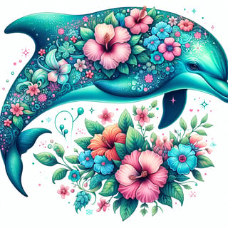 Floral Dolphin Illustration Design