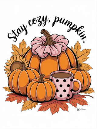Groovy Autumn Pumpkin Illustration