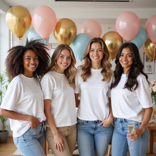 Diverse Group in White T-Shirt Mockup