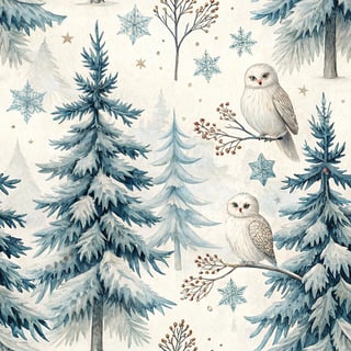 Mystical Winter Watercolor Pattern