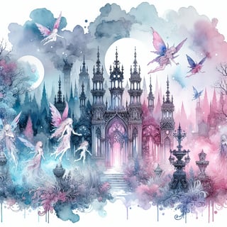 Pastel Haunted Glade with Gothic Fairies