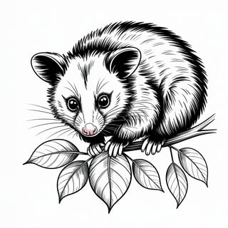 Black and White Possum Illustration