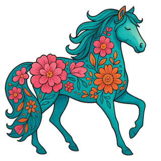 Boho Floral Horse Illustration