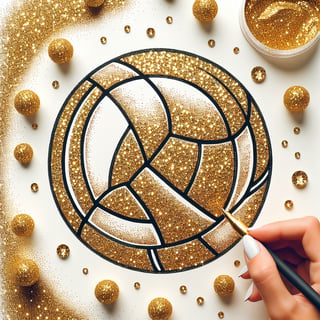Glitter Volleyball Ball Outlines