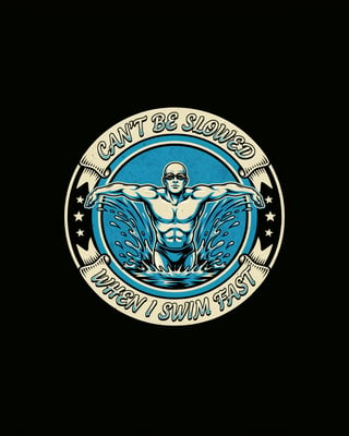 Vintage Swimmer Badge Illustration
