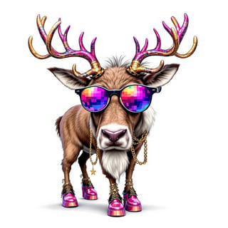 Reindeer with Disco Accessories