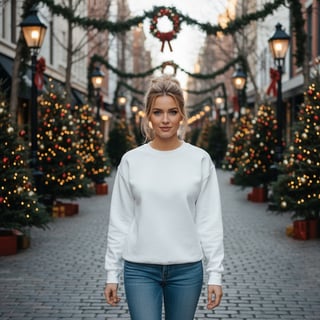 Retro 1980s Woman in White Sweatshirt