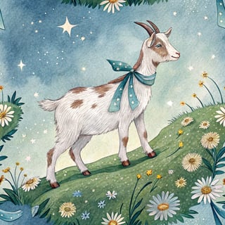 Spotted Goat on Green Hill