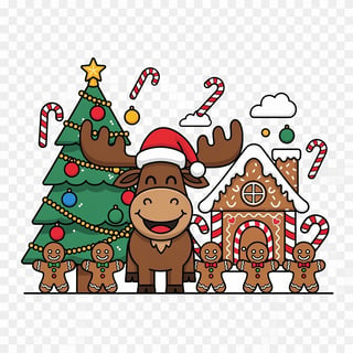 Happy Christmas Moose Cartoon