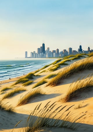 Serene Indiana Dunes Watercolor Painting