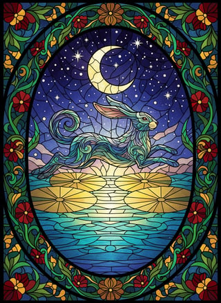 Mystical Rabbit Stained-Glass Art