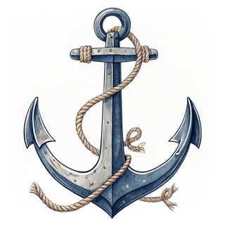 Navy Blue Anchor Watercolor Clipart