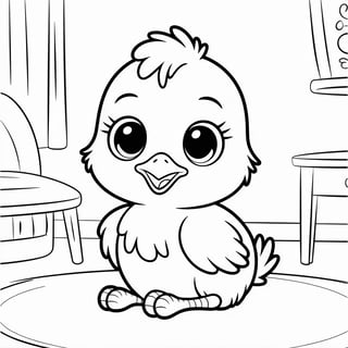 Cute Animated Chick Sitting Crossed Legs