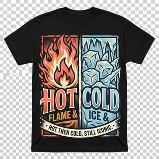 Split Flame and Ice T-Shirt Design