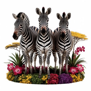Zebras Centered in Vibrant African Scene