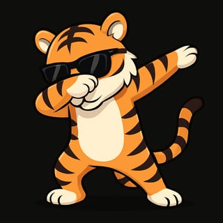 Cartoon Tiger Dabbing with Sunglasses