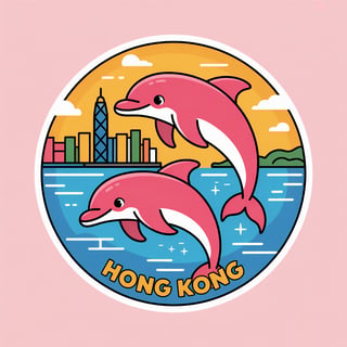 Pink Dolphins Cartoon Badge