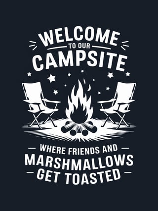 Minimalist Campfire Silhouette Design