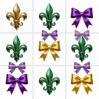 3x3 Grid of Fleur-de-Lis and Bows