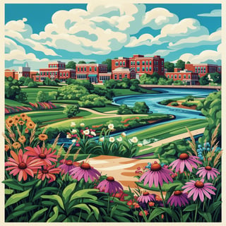 Vibrant Iowa City Travel Poster