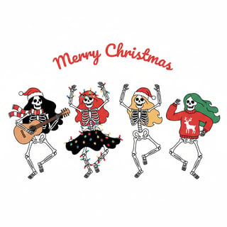 Festive Dancing Skeletons Illustration