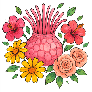 Watercolor Pink Sea Anemone Illustration