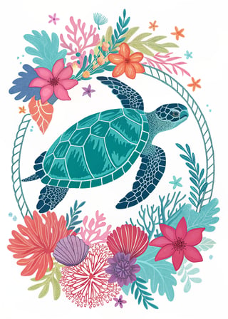 Vivid Sea Turtle Vector Illustration