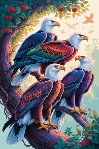 Colorful Eagles in Vibrant Nature Scene