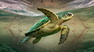 Majestic Emerald Sea Turtle in 8K