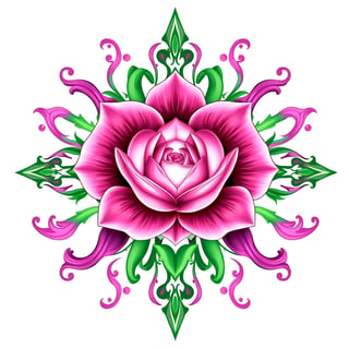 Pink Fantasy Rose Illustration