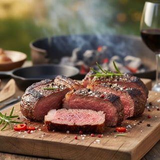 Picanha suculenta com reação de Maillard