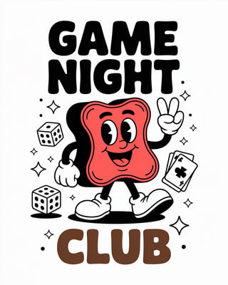Retro Cartoon Game Piece Design