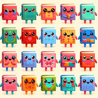 Colorful Cartoon Books Illustration