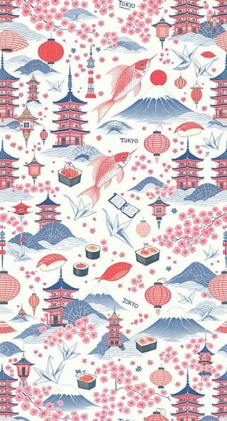 Vintage Tokyo Collage Wrapping Paper