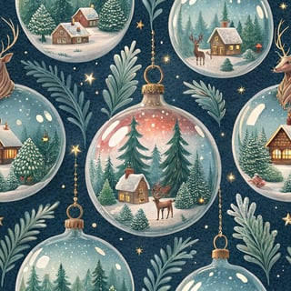 Holiday Ornaments with Snowy Scenes
