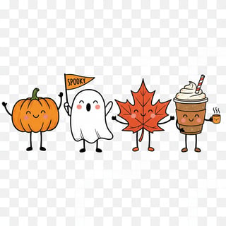 Cute Fall Halloween Doodle Clipart PNG