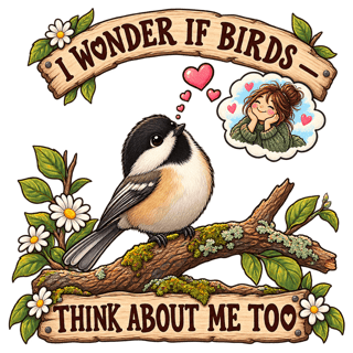 Woodland Bird with Thought Hearts