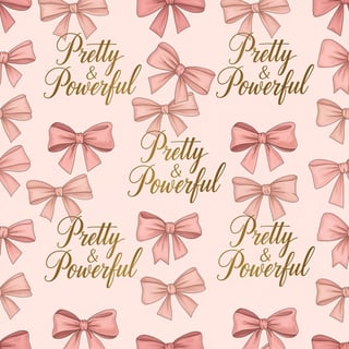 Pink Bow Pattern with Gold Script