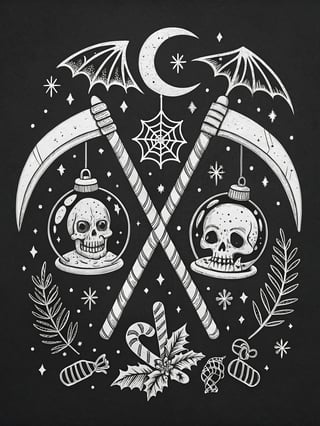 Halloween-Christmas White Line Art Design