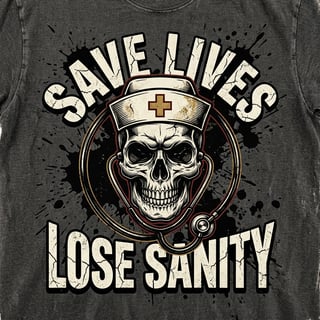 Grunge Skull Nurse Typography