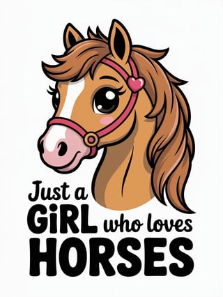 Kawaii Horse Vector T-Shirt Design