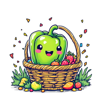 Kawaii Bell Pepper T-Shirt Design