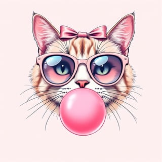 Chic Cat Illustration with Sunglasses