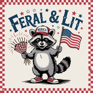 Vintage Patriotic Raccoon Graphic Design