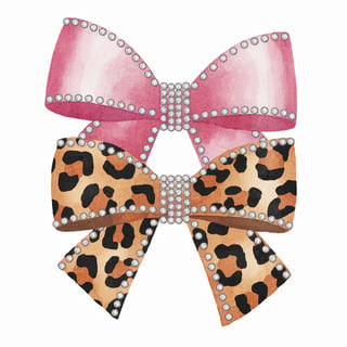 Leopard Print Coquette Ribbon Bow Illustration